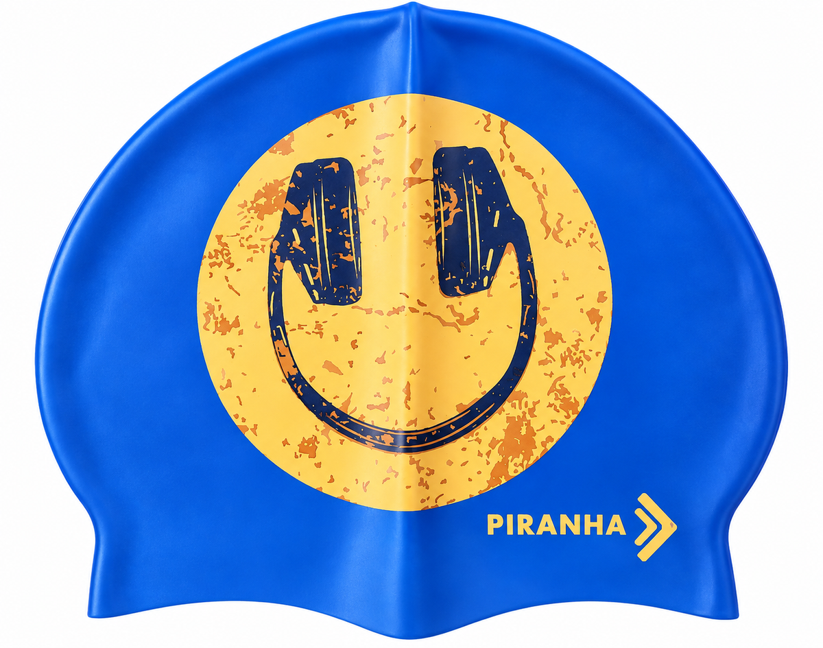 Piranha Swim Cap Music Head Navy_Yellow