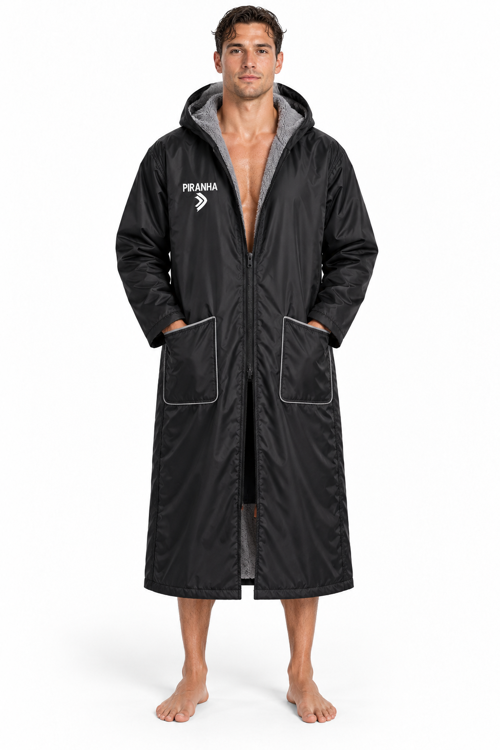 Swim Robe Piranha Dry-Robe Zipper Black/Grey