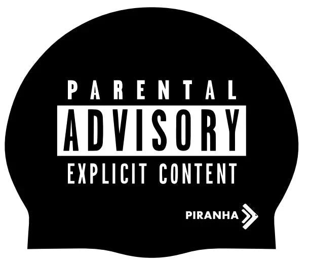 Piranha Swim Cap Parental  Advisory Black_White